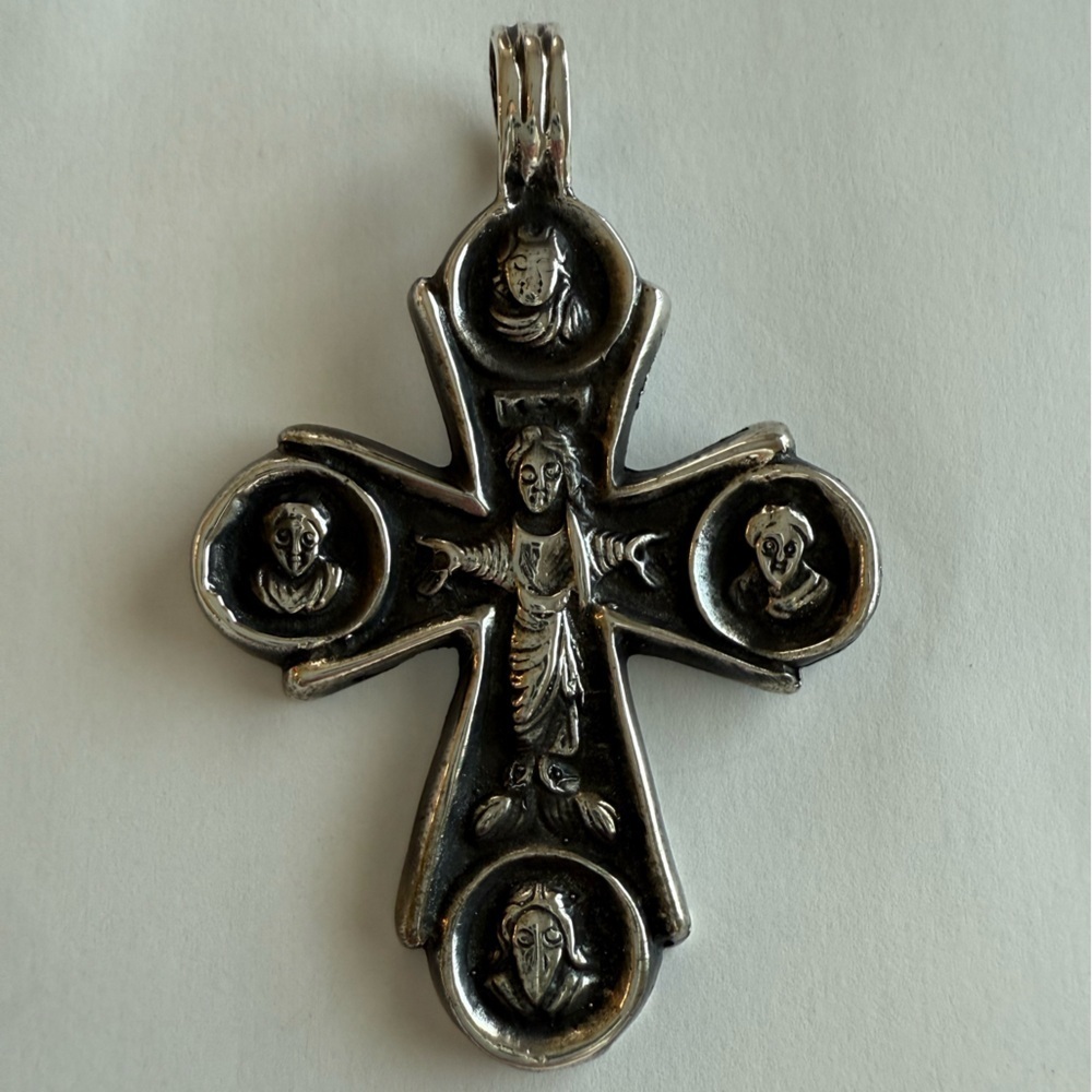 Antique Sterling Silver Orthodox Cross Pendant